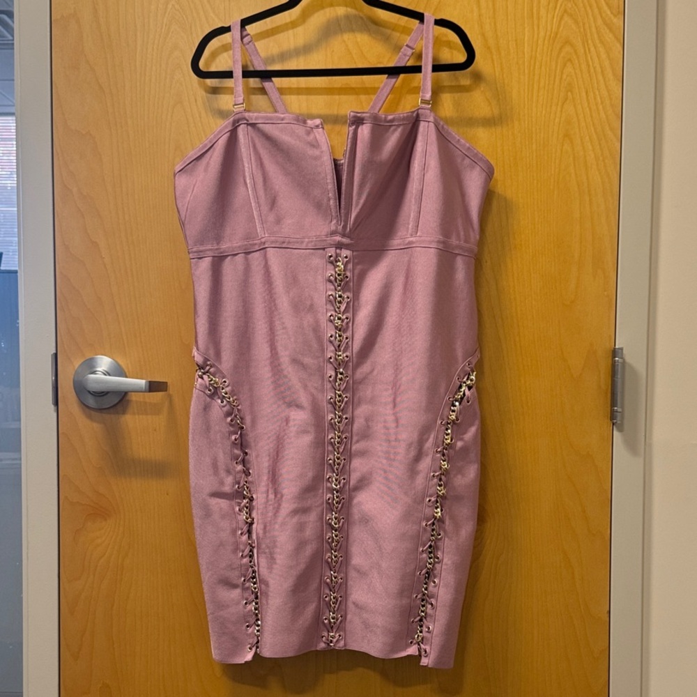 NWT Fashion Nova Pink Mini Dress with Gold Chain Links
